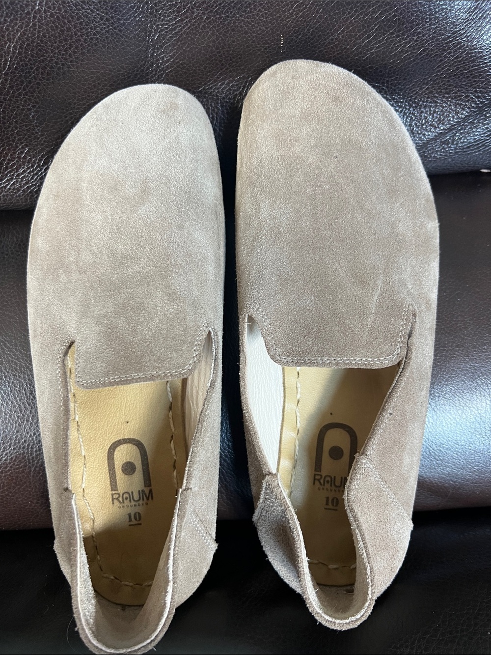 Raum Taupe Suede Slip-On Loafers for Women